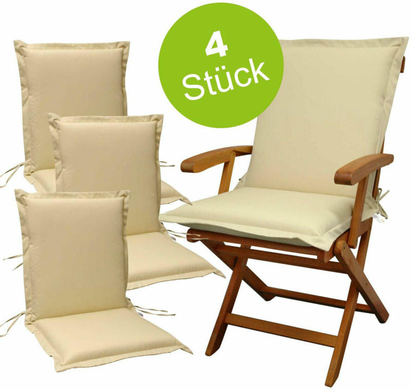 Sitzauflage Niederlehner „Premium“, 4 Stück, extra dick, Beige 4x Polsterauflage