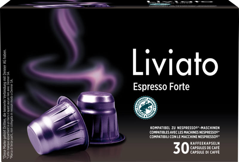 Capsule di caffè Liviato Denner, Espresso Forte, compatibili con le macchine Nespresso®, 30 capsule