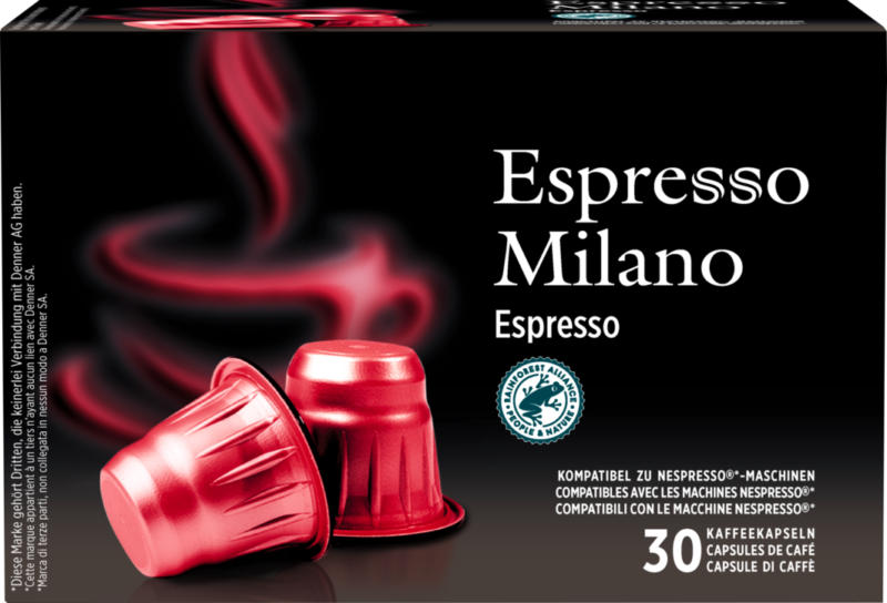 Capsules de café Espresso Milano Denner, Espresso, compatibles avec les machines Nespresso®, 30 capsules