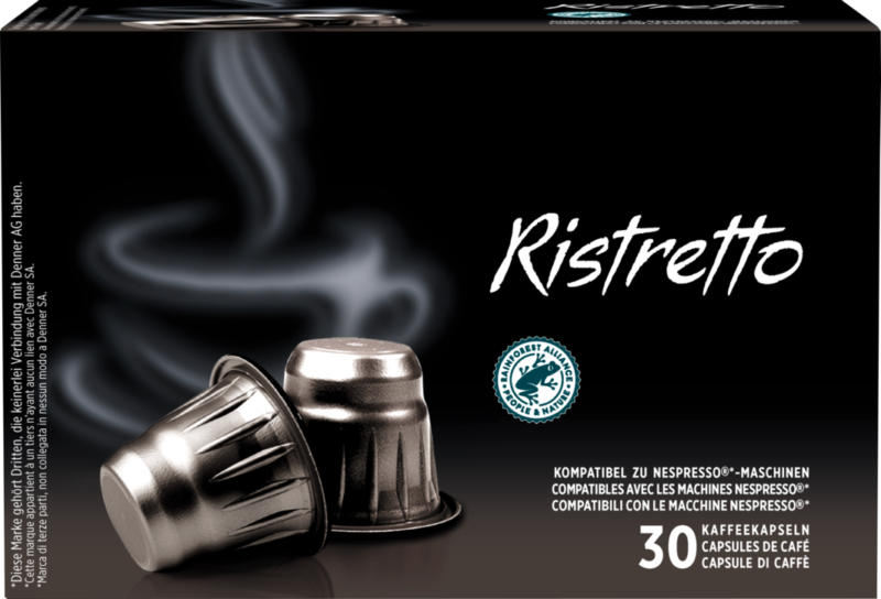 Capsule di caffè Ristretto Denner, compatibili con le macchine Nespresso®, 30 capsule