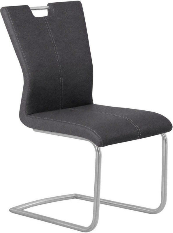 Schwingstuhl in Metall, Textil Schwarz, Edelstahlfarben