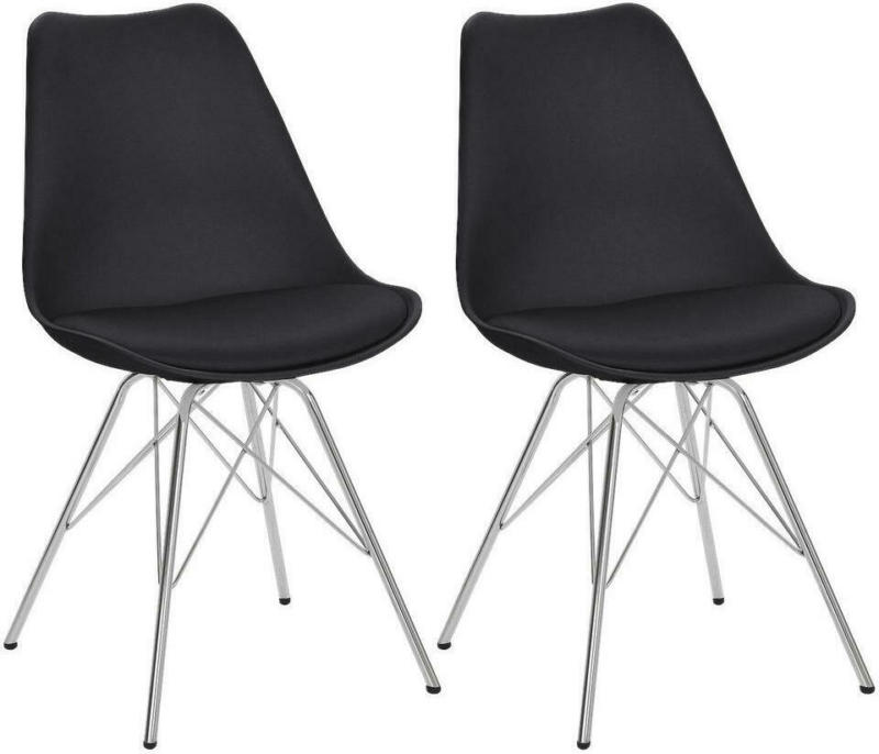 Stuhl-Set in Metall, Kunststoff Schwarz