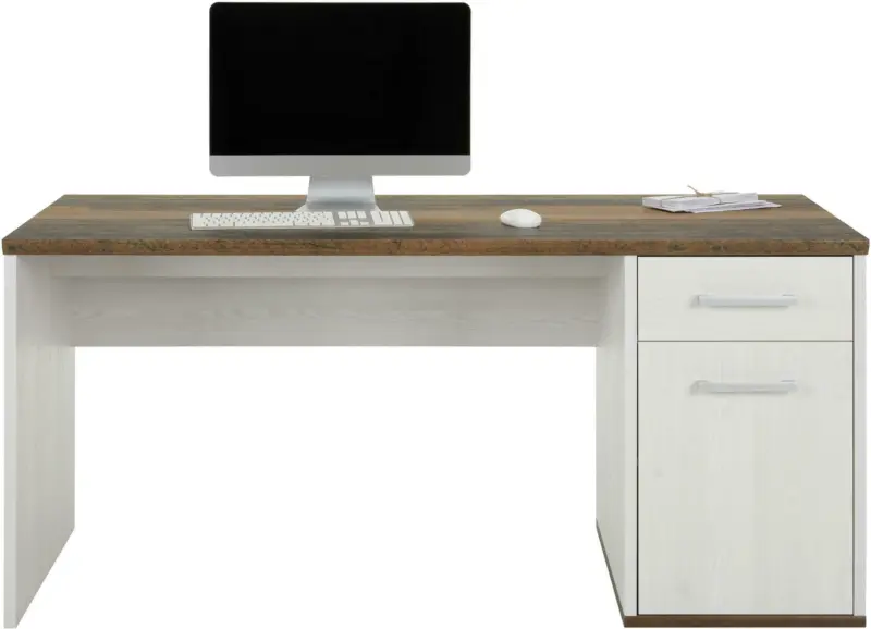 Schreibtisch in Weiß/Dunkelbraun