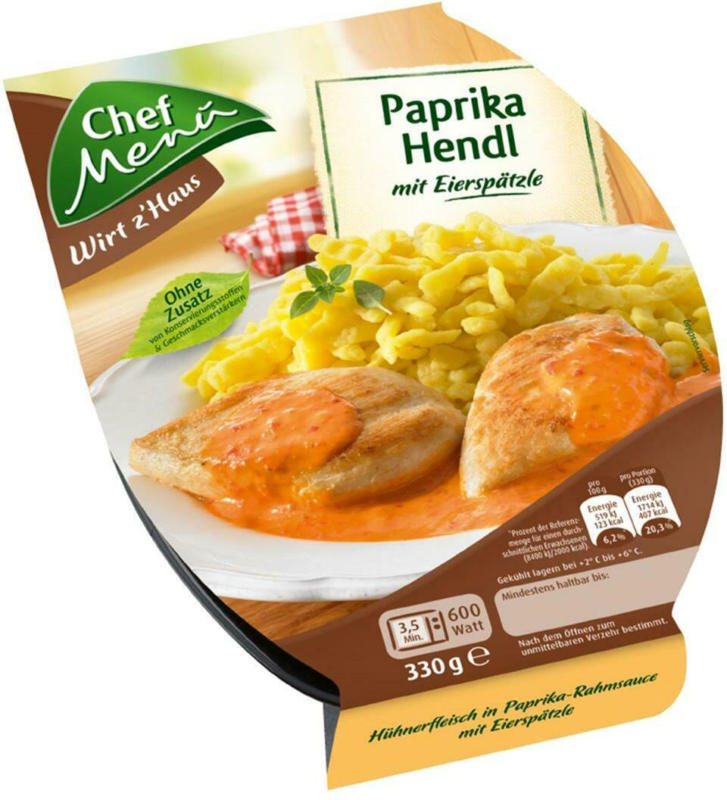 Chef Menü Paprikahendl mit Spätzle