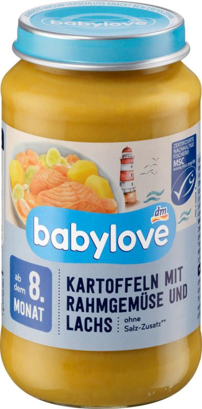 babylove Menü Kartoffeln mit Rahmgemüse & Lachs ab dem 8. Monat