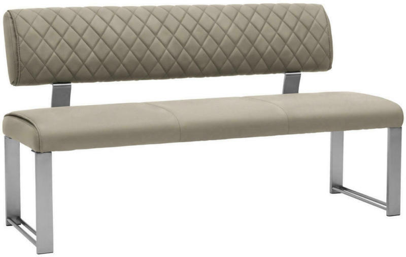 Sitzbank 160/87,5/62 cm in Taupe, Edelstahlfarben