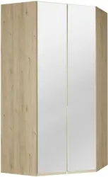 Eckkleiderschrank in Eichefarben mit Spiegel
