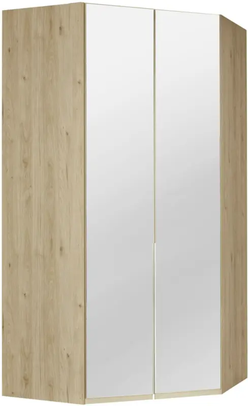 Eckkleiderschrank in Eichefarben mit Spiegel