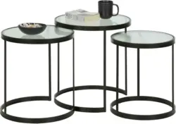 Beistelltischset aus Metall/Glas, 3-teilig