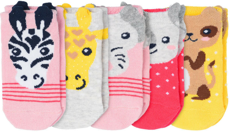 5 Paar Baby Sneaker-Socken mit Tier-Motiven (Nur online)