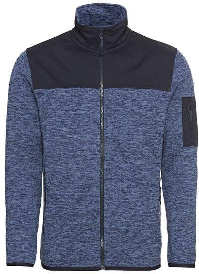 Herren-Strickfleece-Jacke mit Kontrast-Einsatz