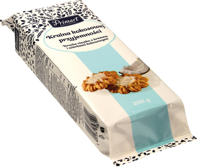 Mürbekekse garniert mit Kokoscreme und Kokosraspeln