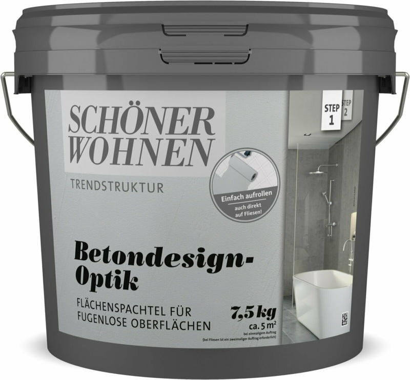 Schöner Wohnen Betondesign-Optik Flächenspachtel Grau