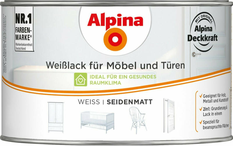 Alpina Weißlack für Möbel & Türen seidenmatt 300 ml