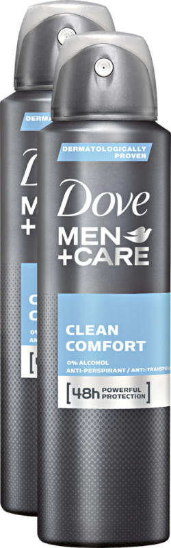 Dove Men + Care Antitranspirant-Spray Clean Comfort, 2 x 150 ml