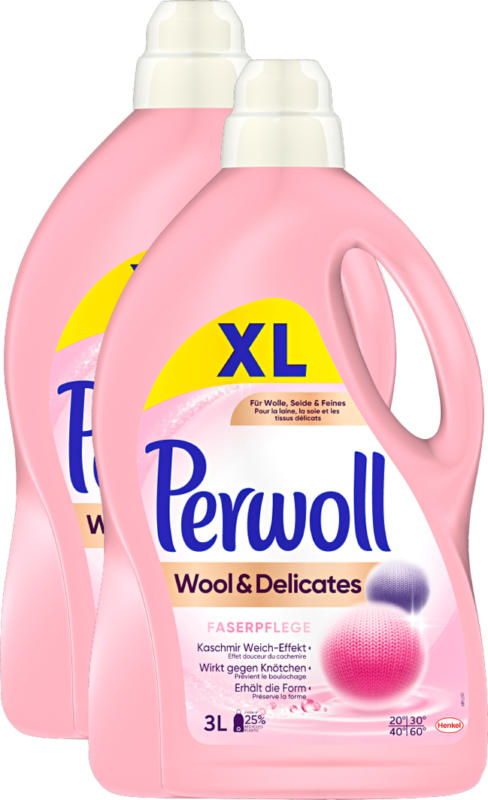 Perwoll Feinwaschmittel Wool & Delicates, 2 x 50 Waschgänge, 2 x 3 Liter