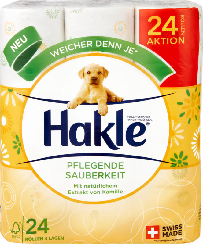 Papier hygiénique Propreté et Soin Hakle, Camomille, 4 couches, 24 x 135 feuilles