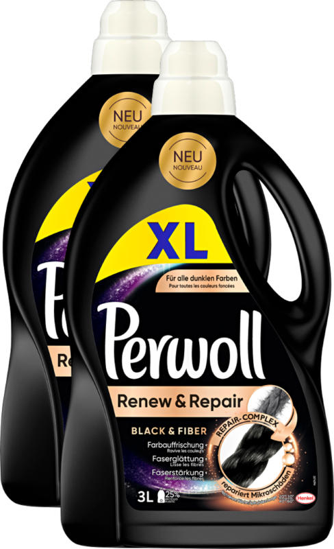 Perwoll Feinwaschmittel Black & Fiber, 2 x 50 Waschgänge, 2 x 3 Liter