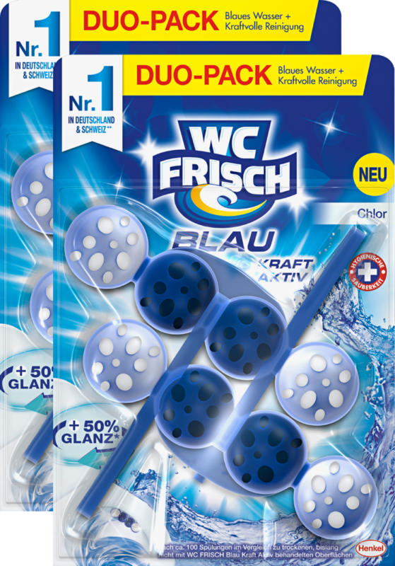 WC Frisch Kraft-Aktiv Duftspüler, Blau Chlor, 2 x 50 g