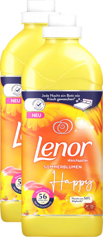 Lenor Weichspüler Bouquet ensoleillé, 2 x 56 lessives, 2 x 1,4 litre