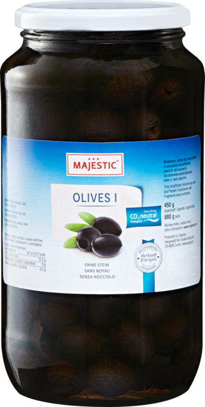 Majestic Oliven, schwarz, ohne Stein, 450 g