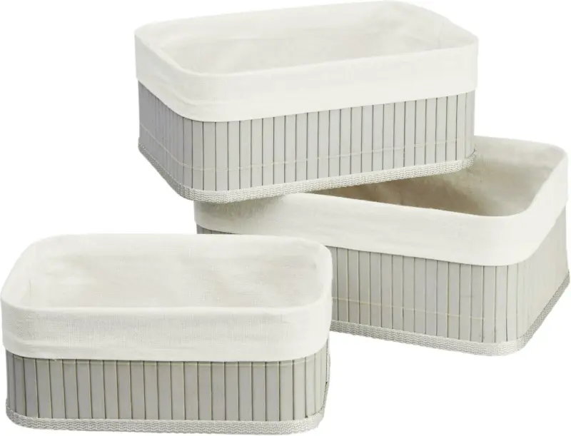 Korbset Bamboo in Grau, 3 Stück