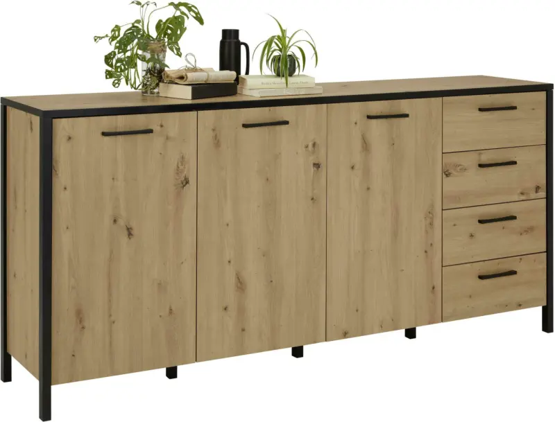 Sideboard in Schwarz/Eichefarben