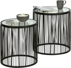 Beistelltischset aus Metall/Glas, 2-teilig