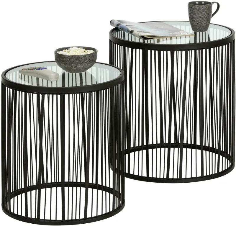 Beistelltischset aus Metall/Glas, 2-teilig