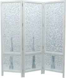 Paravent aus Mangoholz in Weiß