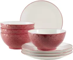 Desserttellerset Telde aus Porzellan, 8-teilig