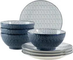 Desserttellerset Telde aus Porzellan, 8-teilig