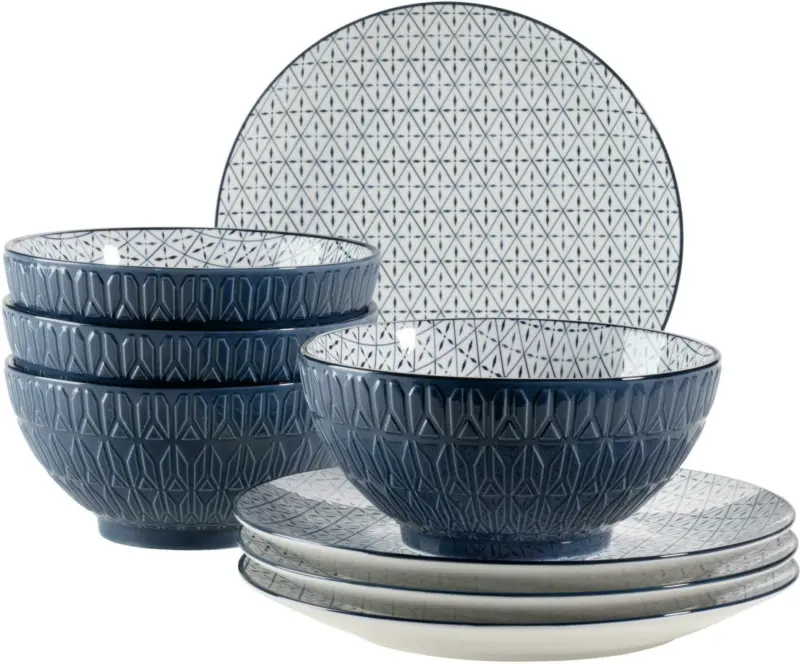 Desserttellerset Telde aus Porzellan, 8-teilig