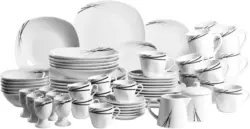 Kombiservice Linea aus Porzellan, 62-teilig