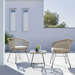 Balkonset 'Antea' inkl. Auflagen, natur/hellgrau