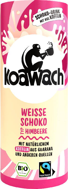 koawach Schoko-Drink, Kakao & Guarana mit weißer Schokolade & Himbeere