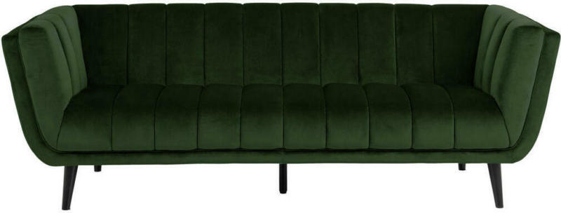 Sofa in Holz, Textil Schwarz, Dunkelgrün