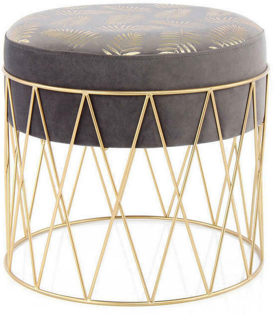 Hocker in Metall, Kunststoff, Textil Grau, Goldfarben