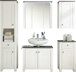 Badezimmer in Braun/Weiss 'Antwerpen' 5-tlg. mit LED