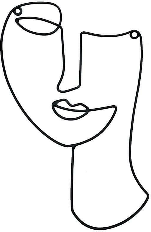 Wanddeko Facial aus Eisen in Schwarz