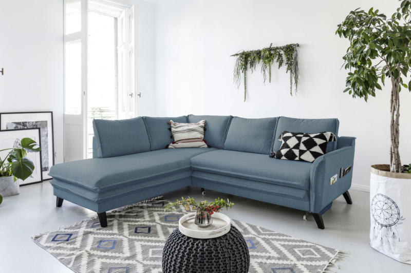 Eckschlafsofa in Blau ´CHARMING CHARLIE BLAU´
