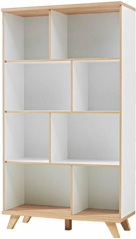 Regal „Helsinki“, skandinavisches Design, 96x171x40 cm, weiß/Sanremo-Eiche-Nachbildung
