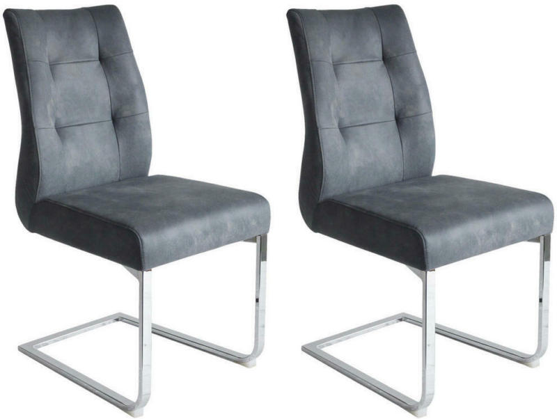 Stuhl-Set in Metall, Textil Anthrazit, Chromfarben