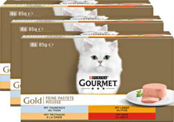 Purina Gourmet Gold Katzenfutter, Feine Pastete, assortiert, 3 x 4 x 85 g