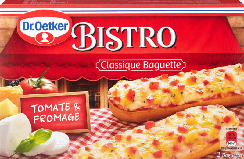 Baguette Bistro Dr. Oetker, Pomodoro & Formaggio, 2 pezzi, 250 g