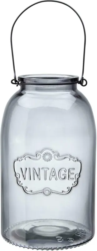 Windlicht in Hellgrau Ø/H ca. 14,3/24 cm 'Vintage'