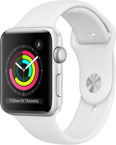 Watch Series 3 GPS Silber, 42 mm Aluminiumgehäuse mit Sportarmband Weiß