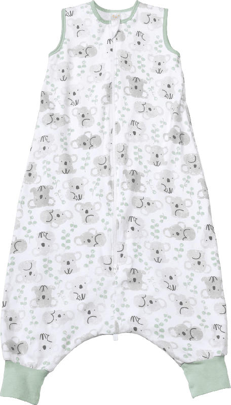 PUSBLU Kinder Schlafsack 0,5 TOG, 110 cm, in Bio-Baumwolle, weiß, grau