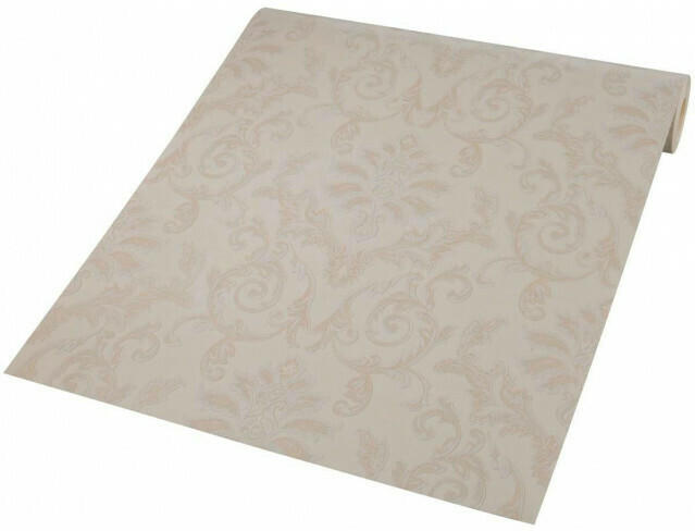 Vliestapete creme mit Ornamentmuster braun-gold