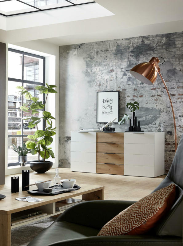 Sideboard in Weiß/Eichefarbe 'Mediana'